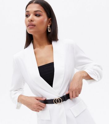 Click to view product details and reviews for Cameo Rose White Ruched Sleeve Long Blazer New Look.