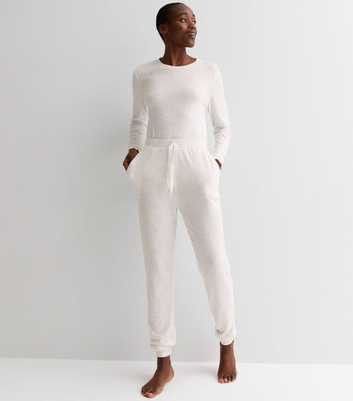 Tall Cream Ribbed Knit Lounge Joggers