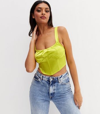 Light Green Satin Ruched Front Corset 