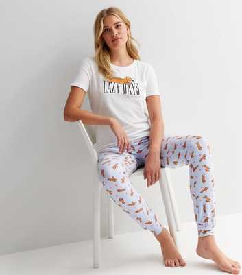 Tall White Soft Touch Jogger Pyjama Set with Dog Logo