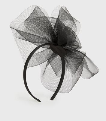 Black Mesh Flower Fascinator Headband 