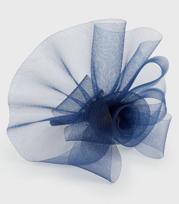 Navy Mesh Flower Fascinator Headband 