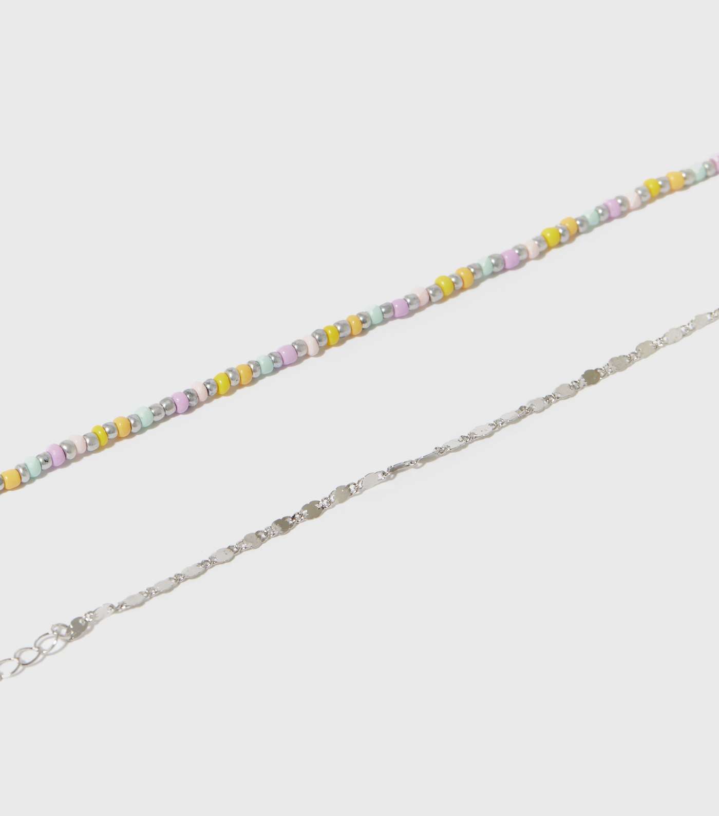 2 Pack Silver Beaded Anklets Image 3
