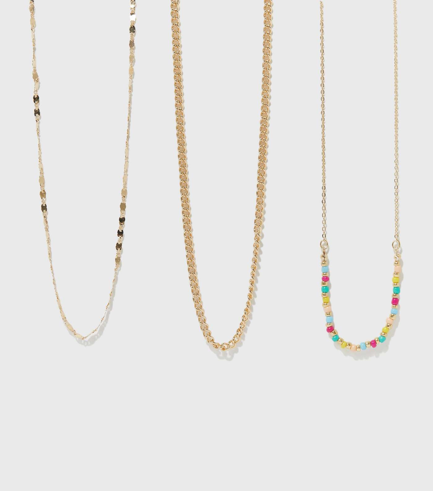 Gold Beaded Layered Chain Necklace