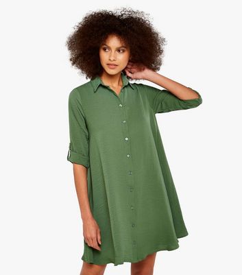 Apricot Green Mini Shirt Dress | New Look