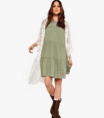 Apricot Light Green Puff Sleeve Mini Smock Dress New Look