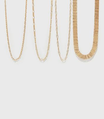 4 Pack Gold Chain Necklaces | New Look