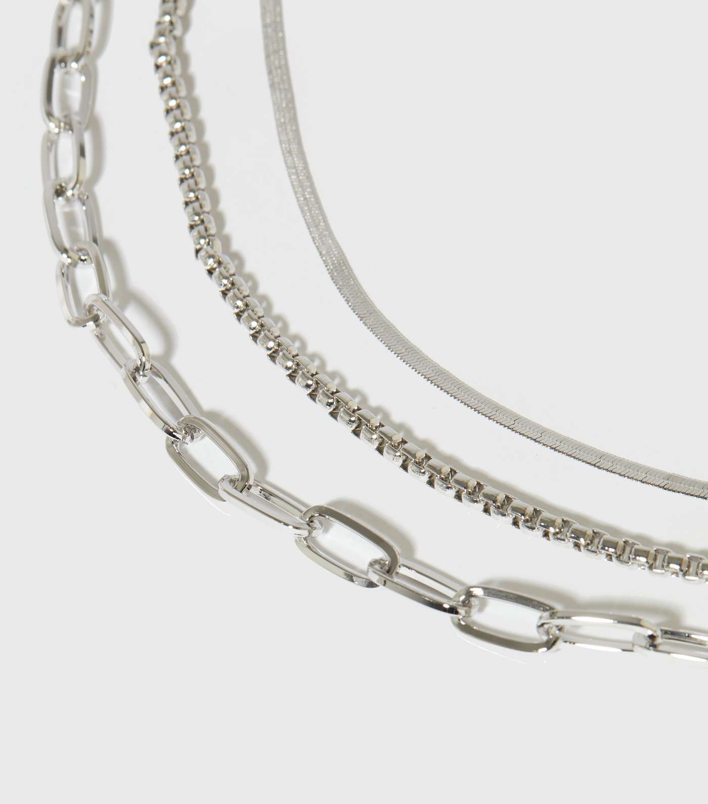 Silver Link Chain Layered Necklace Image 2