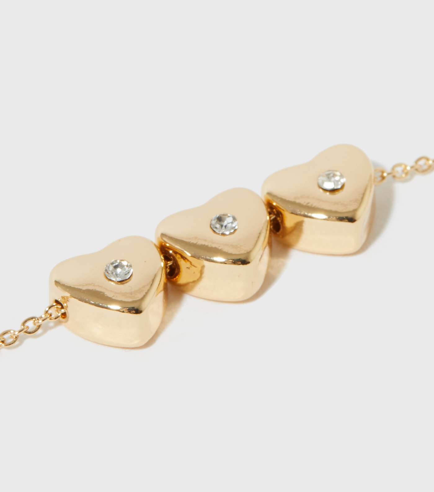 Gold Diamanté Triple Heart Bracelet Image 2