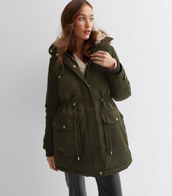 khaki parka coat womens