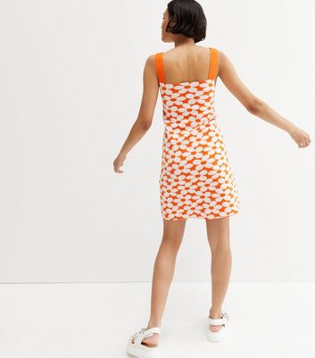 Orange Floral Jacquard Mini Dress | New 