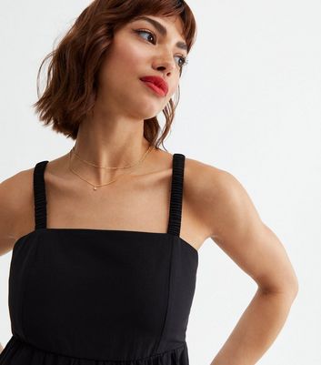 Black Poplin Open Back Strappy Midi Dress New Look