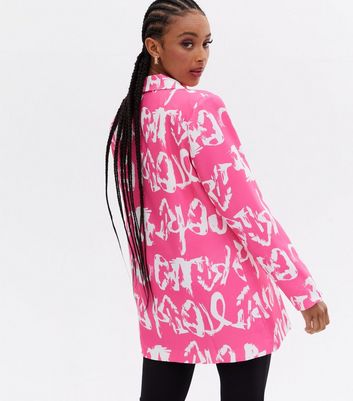 Click to view product details and reviews for Cameo Rose Pink Graffiti Oversized Blazer New Look.