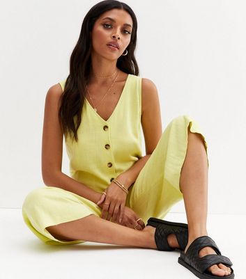 yellow linen jumpsuit