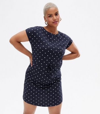 ONLY Curves Navy Spot Drawstring Mini 