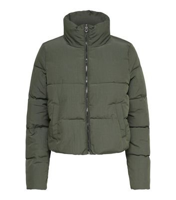 dark green cropped puffer jacket