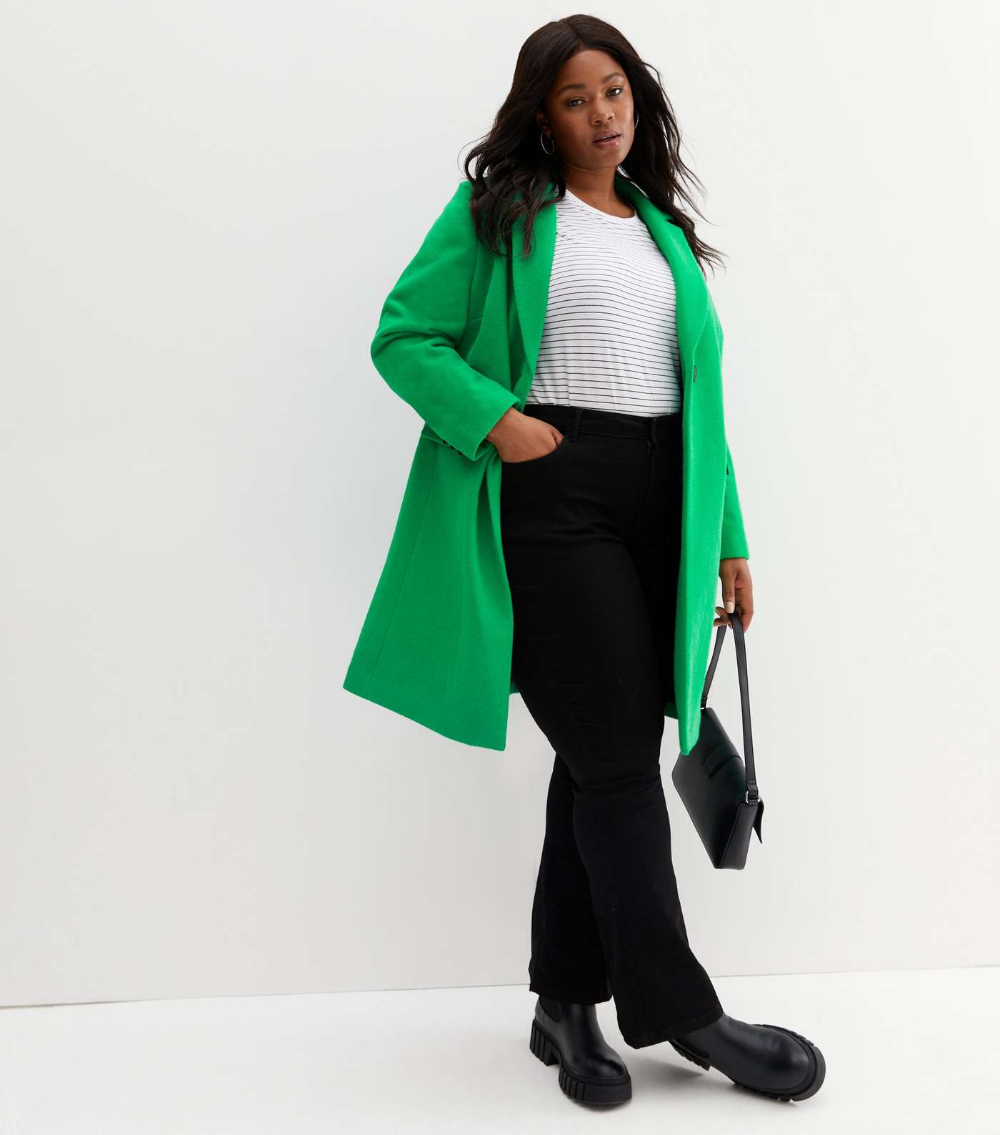 Curves Green Lined Long Formal Coat Image 3