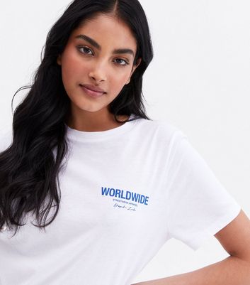 Click to view product details and reviews for White Worldwide Front And Back Logo T Shirt New Look.