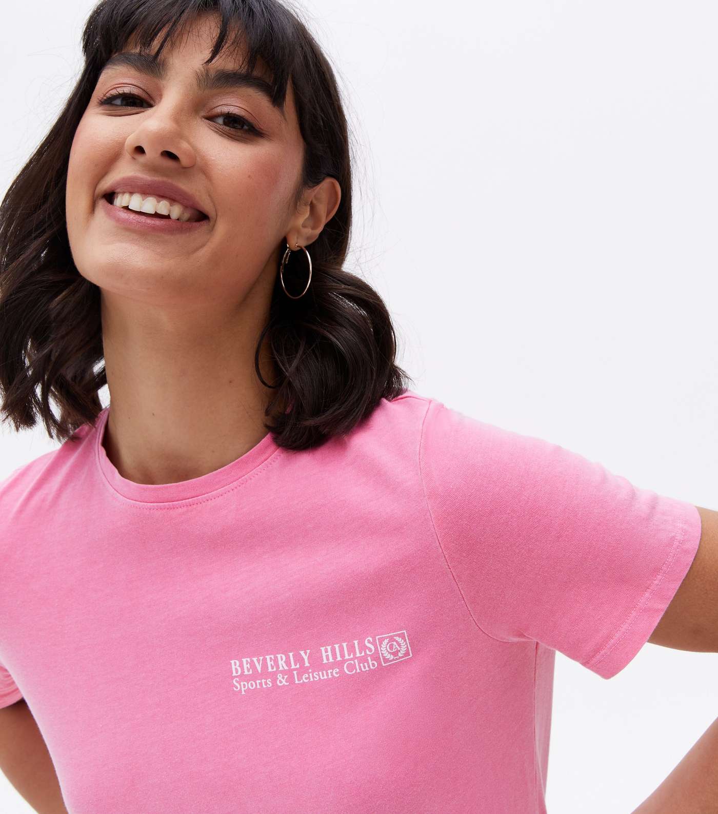 Bright Pink Overdyed Beverly Hills Logo T-Shirt