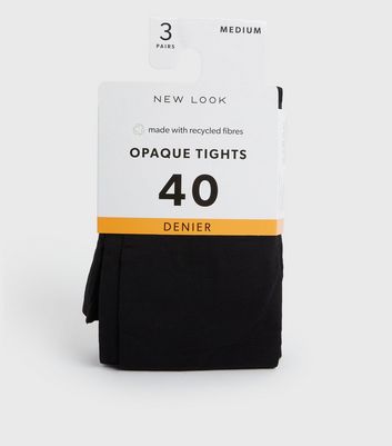 3 Pack Black Opaque 40 Denier Tights New Look