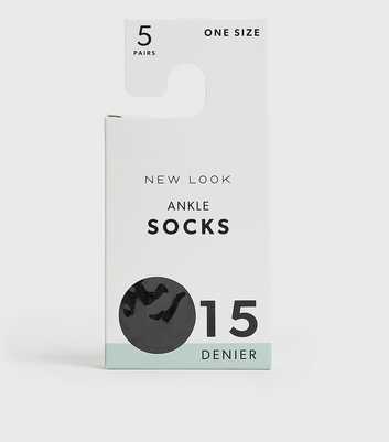 5 Pack Black 15 Denier Stretch Ankle Socks