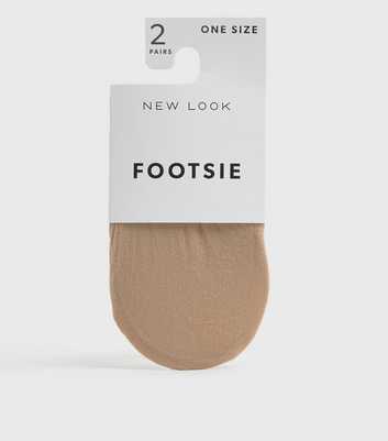 2 Pack Tan Footsie Socks