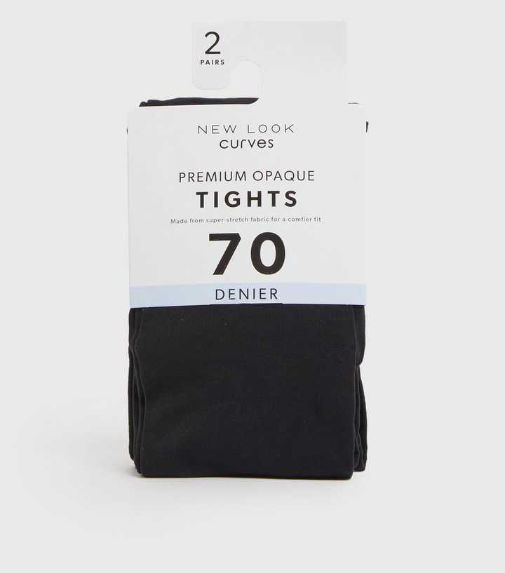 Curves 2 Pack Black 70 Denier Premium Opaque Tights