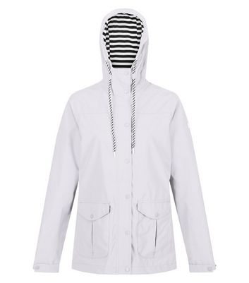 Regatta White Stripe Lined Jacket Waterproof Jacket New Look