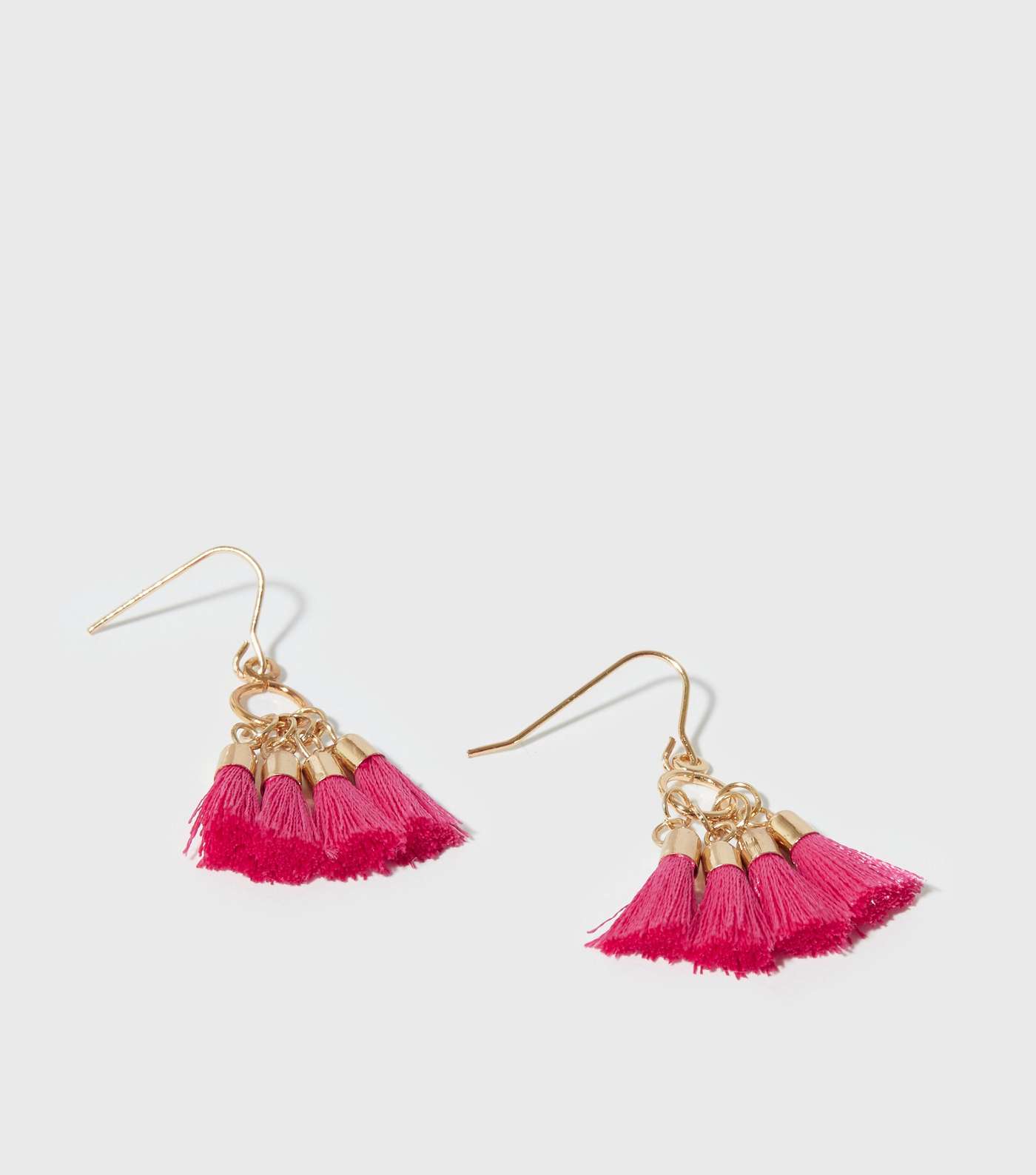 Bright Pink Tassel Hoop Earrings
