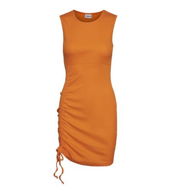 Noisy May Curves Bright Orange Ruched Mini Dress New Look