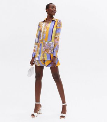 Tall Lilac Scarf Print Satin Shirt 