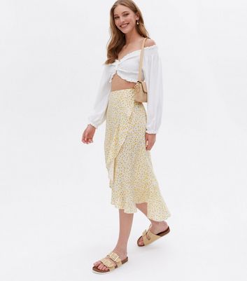 new look yellow floral skirt