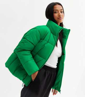 Petite Green Boxy Puffer Jacket