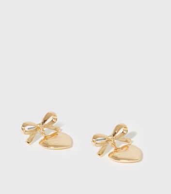 New Look Gold Open Heart Charm Ridged Earrings - Livingstone Jewellers