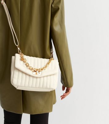 Cream Quilted Cross Body Bag New Look