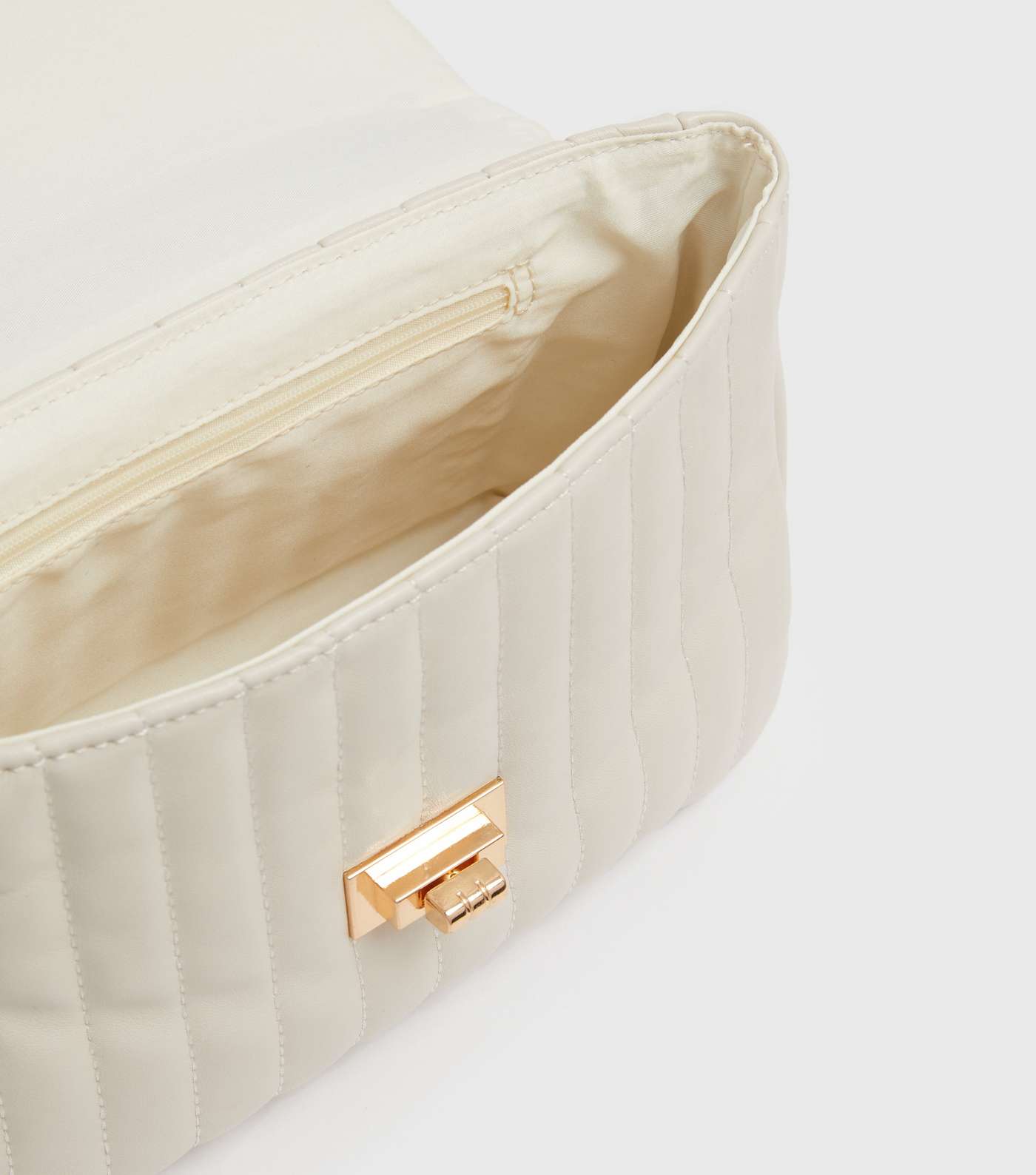 Cream Quilted Cross Body Bag Image 4