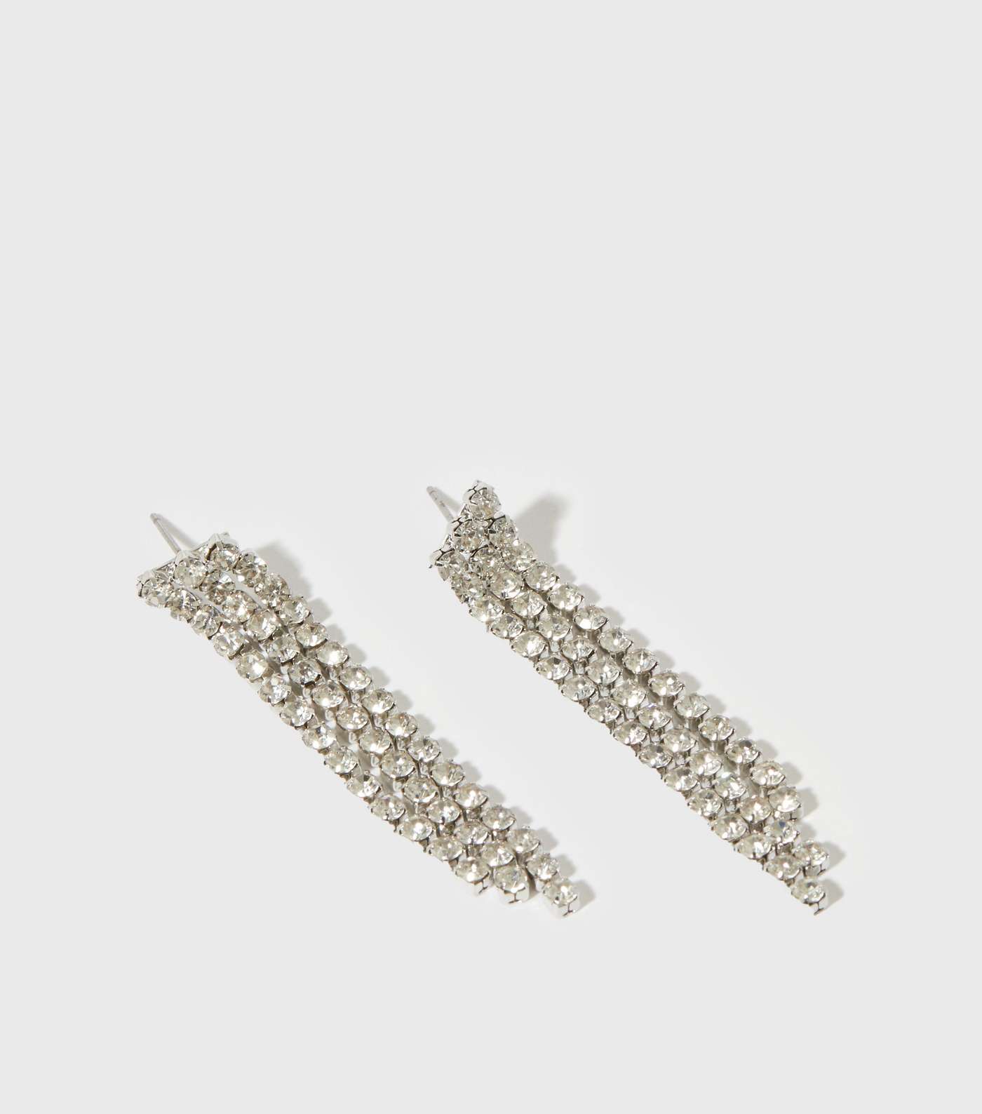 Silver Diamanté Embellished Tassel Earrings