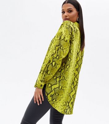 Green Snake Print Chiffon Oversized 