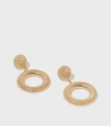 Gold Circle Textured Doorknocker Earrings