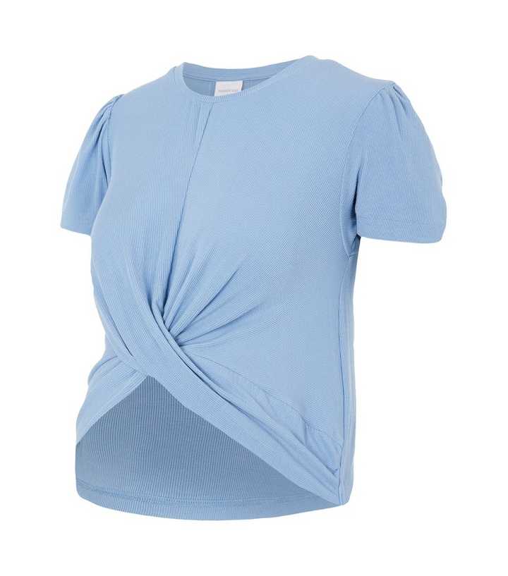 Mamalicious Maternity Pale Blue Jersey Twist Short Sleeve T-Shirt
