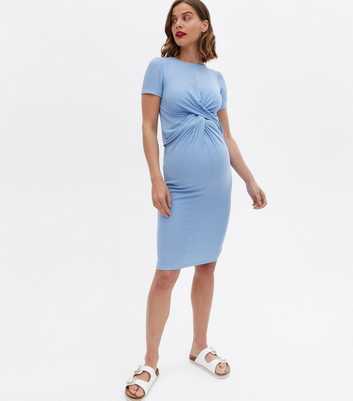 Maternity Pale Blue Twist Front Skirt