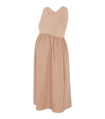 Mamalicious Maternity Camel Jersey Midi Dress New Look