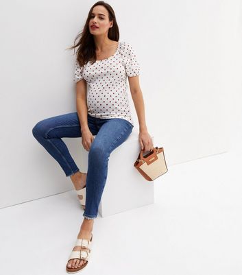 Mamalicious Maternity White Spot Jersey T Shirt New Look