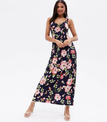 navy tropical dress