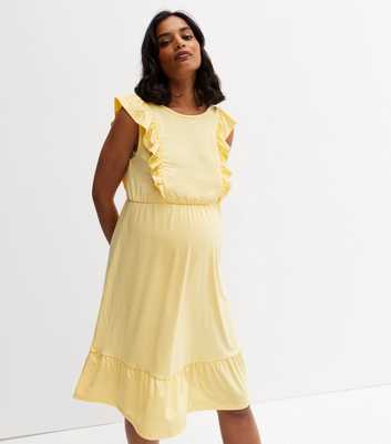 Mamalicious Pale Yellow Frill Tiered Dress