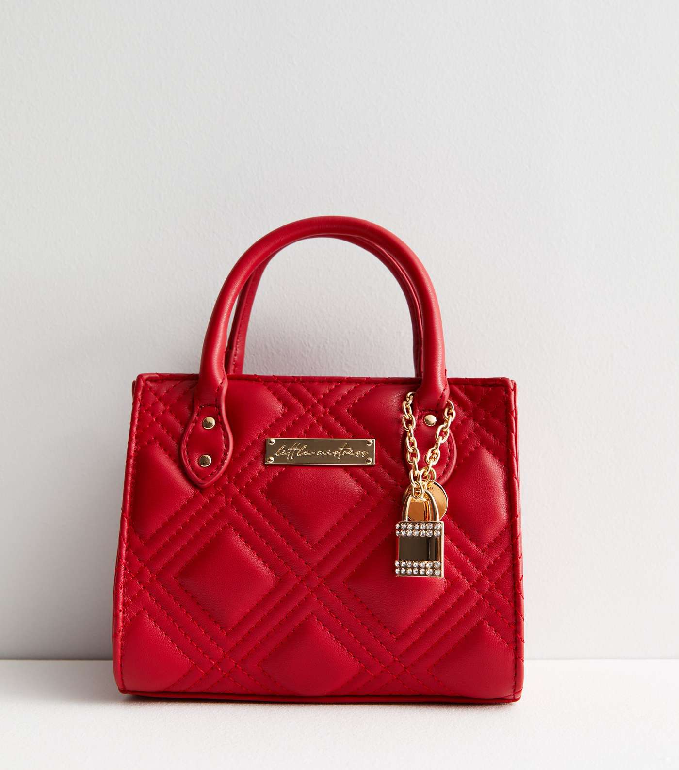 Little Mistress Red Quilted Mini Tote Bag Image 4