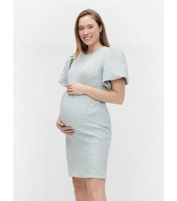 Mamalicious Maternity Pale Grey Textured Mini Dress | New Look