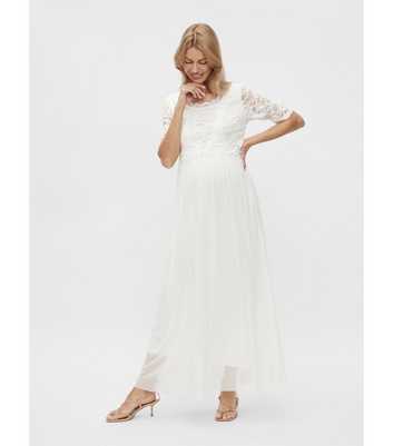 Mamalicious Maternity White Lace Maxi Nursing Dress