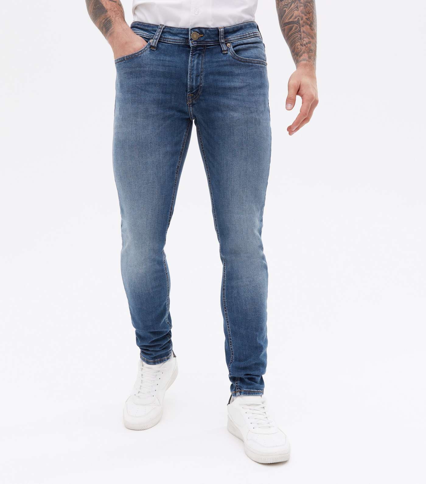 Jack & Jones Blue Mid Wash Skinny Jeans Image 2