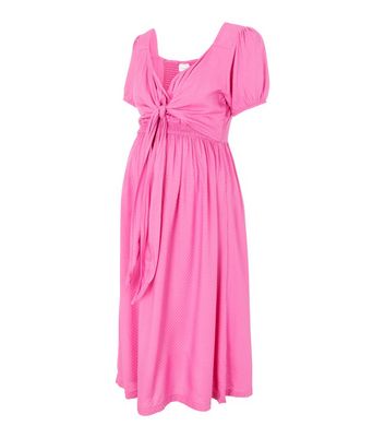 Mamalicious Maternity Pink Tie Nursing Dress New Look